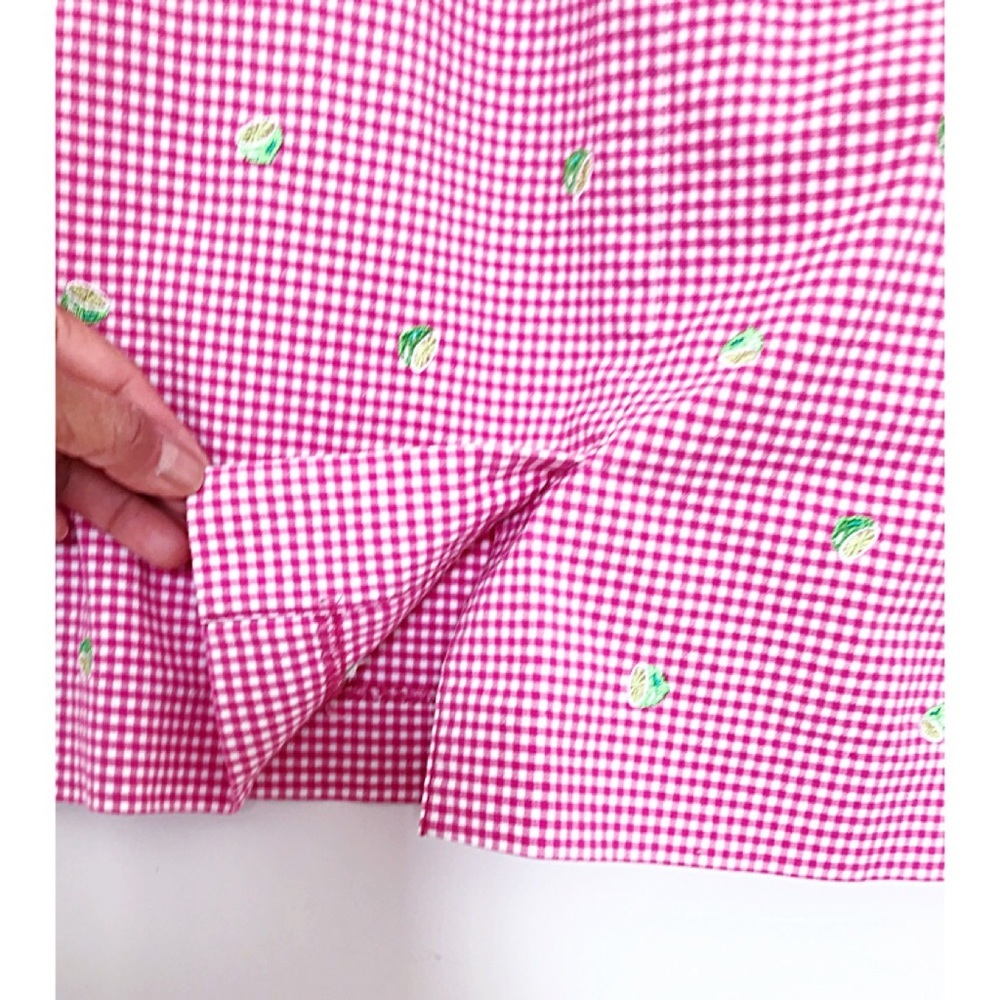 TALBOTS Sz 6P Gingham w/ Embroidered Limes Skirt - Picture 4 of 6